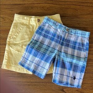 U.S. Polo Assn. Blue Plaid and solid Yellow Boys Shorts